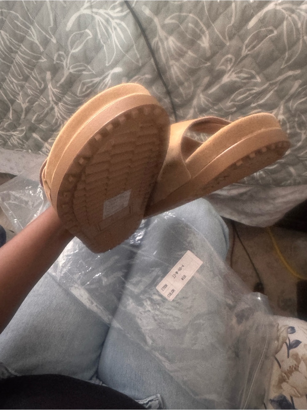 True Religion Tan Platform Sandals